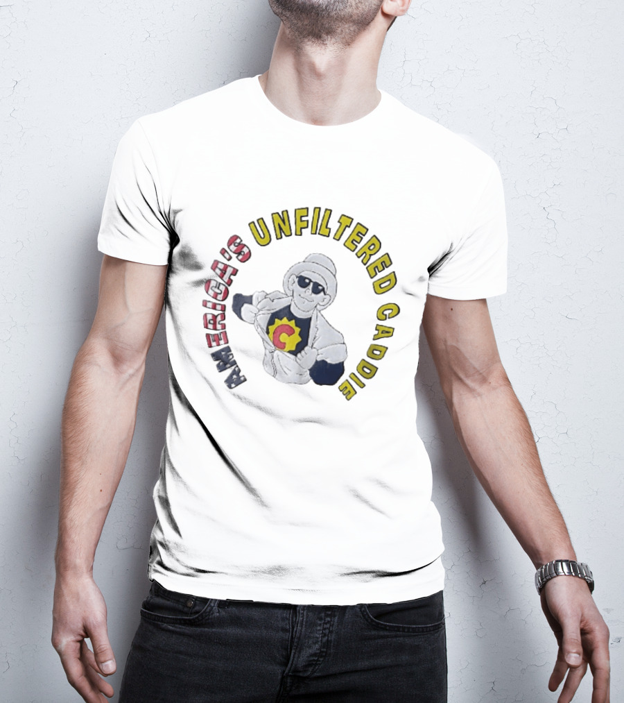 America's Unfiltered Caddie Cartoon Superhero Ripping Open Jumpsuit T-Shirt