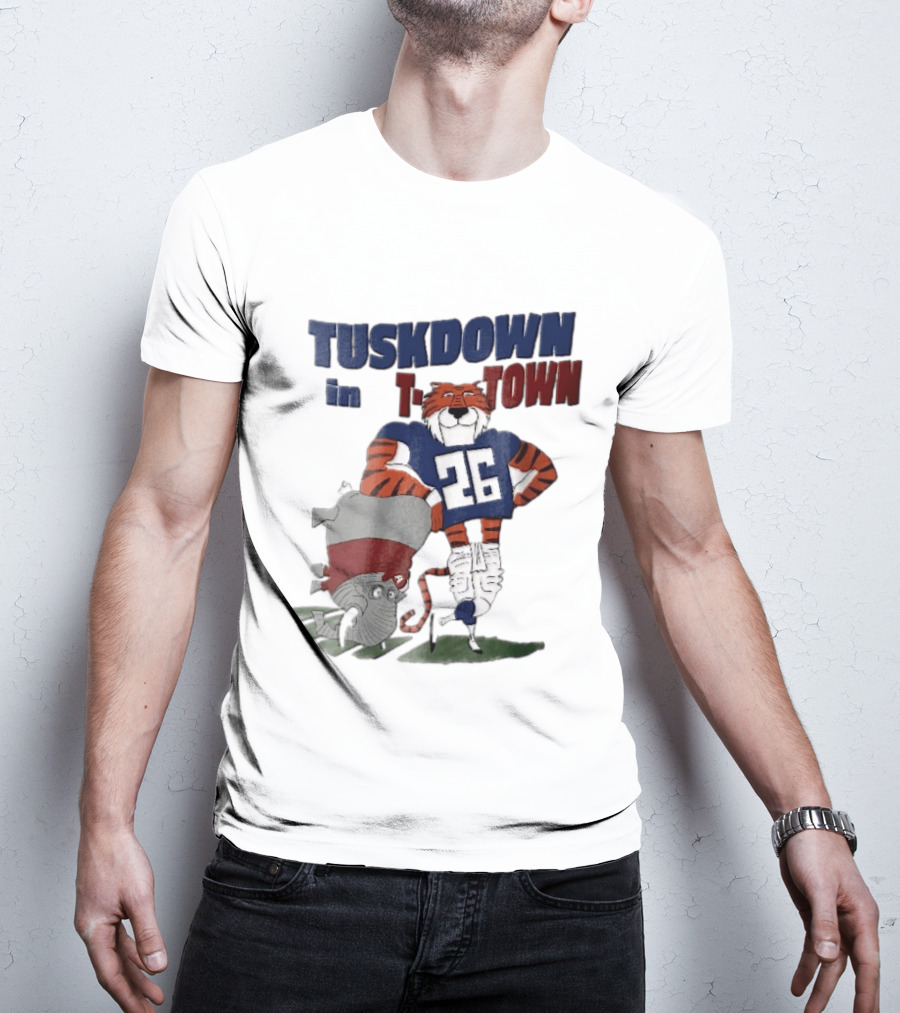 Tuskdown In Town Auburn Tigers NCAA Cartoon Elephant T-Shirt