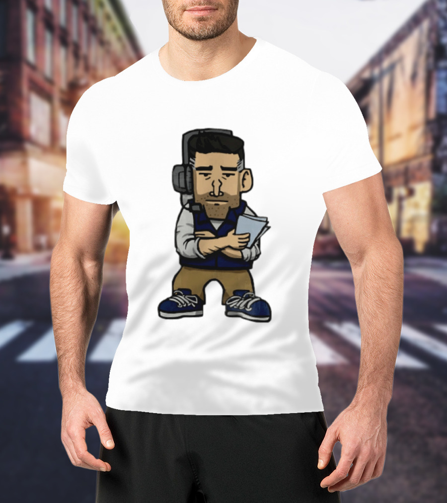 Bill Belichick Headset New England Patriots Coach Caricature T-Shirt