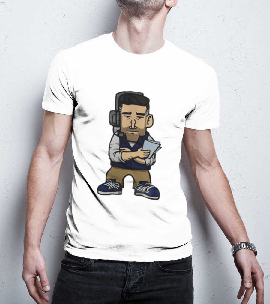 Bill Belichick Headset New England Patriots Coach Caricature T-Shirt