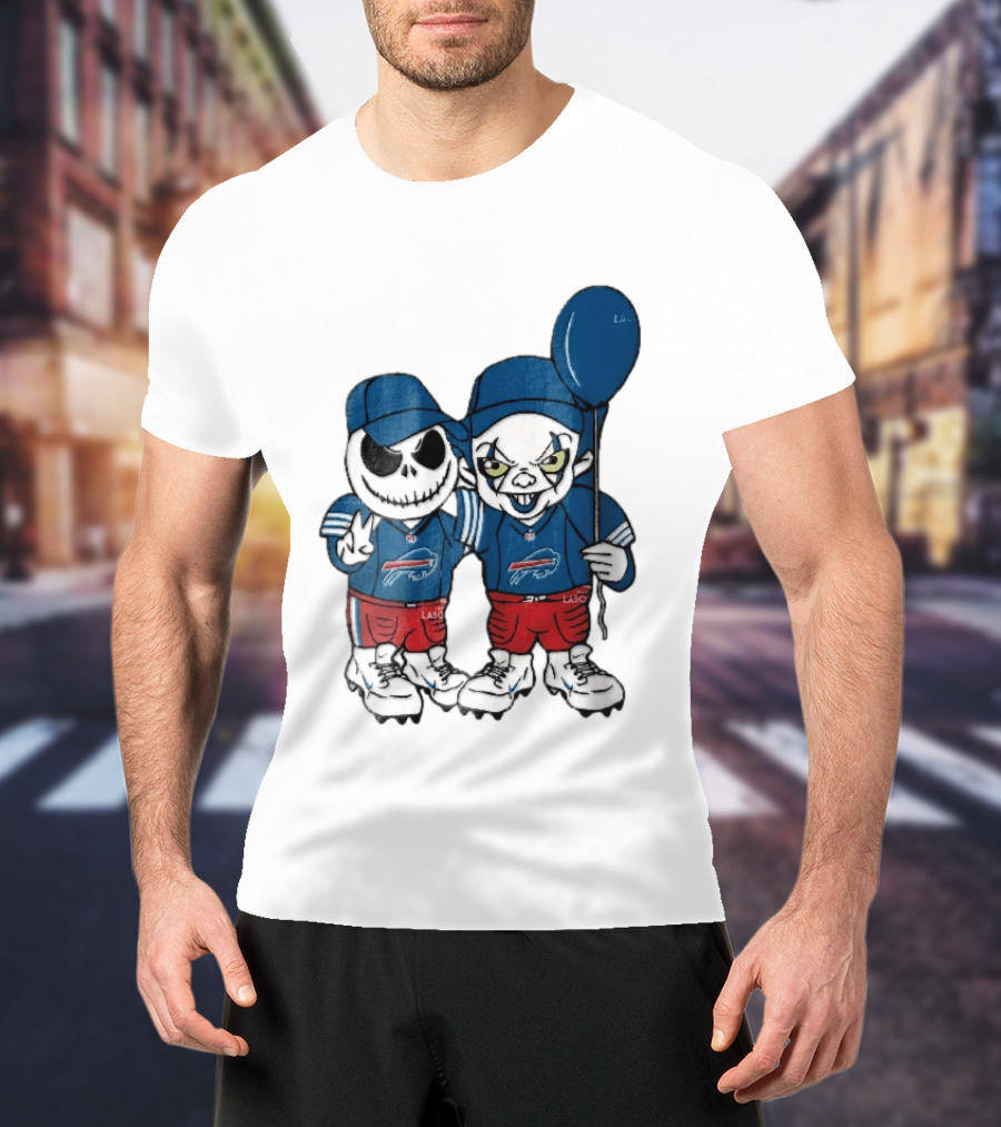 Buffalo Bills Skeleton Clown Duo With Balloon NFL Team Spirit T-Shirt