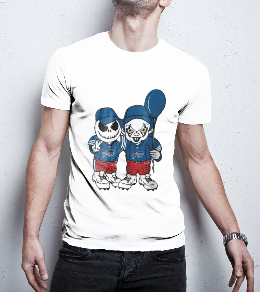 Buffalo Bills Skeleton Clown Duo With Balloon NFL Team Spirit T-Shirt