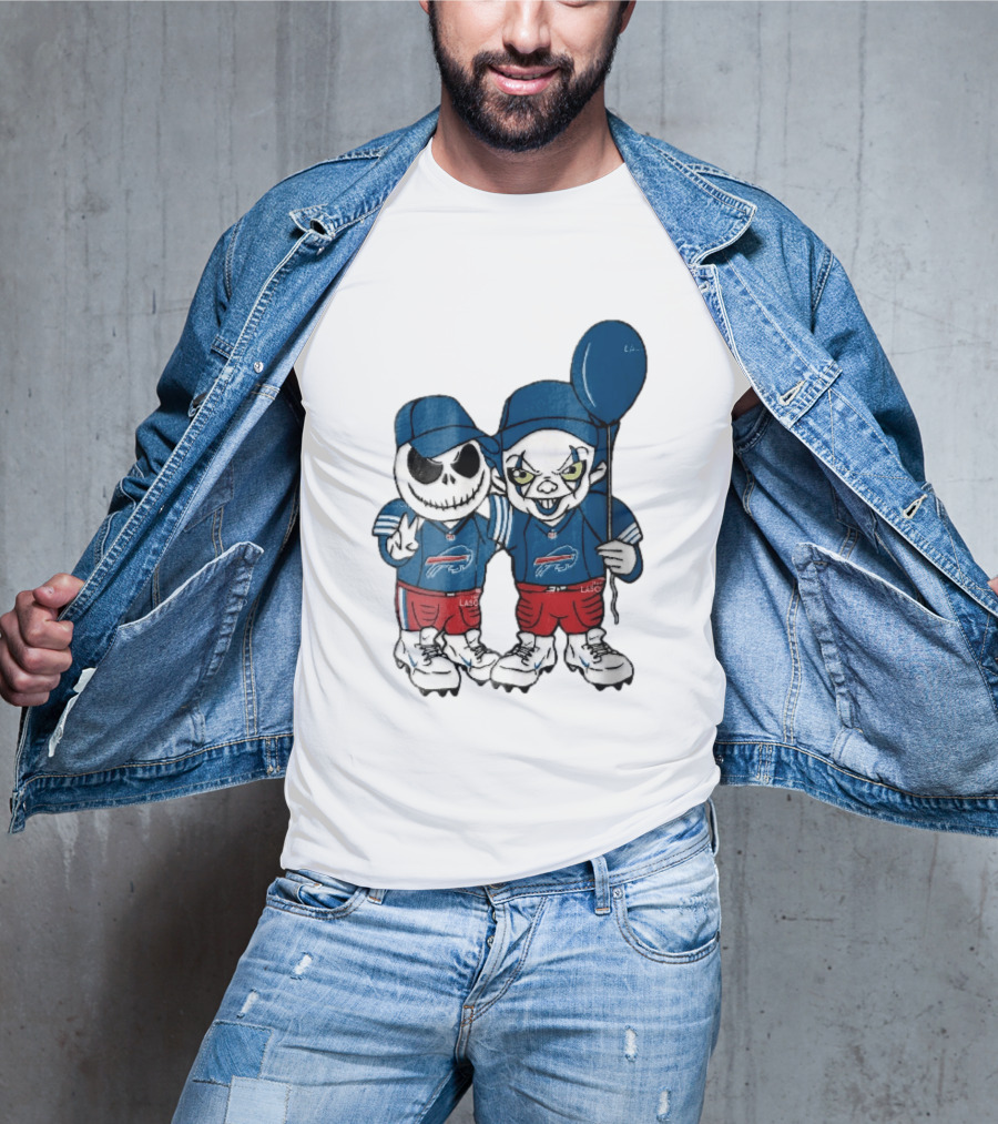 Buffalo Bills Skeleton Clown Duo With Balloon NFL Team Spirit T-Shirt
