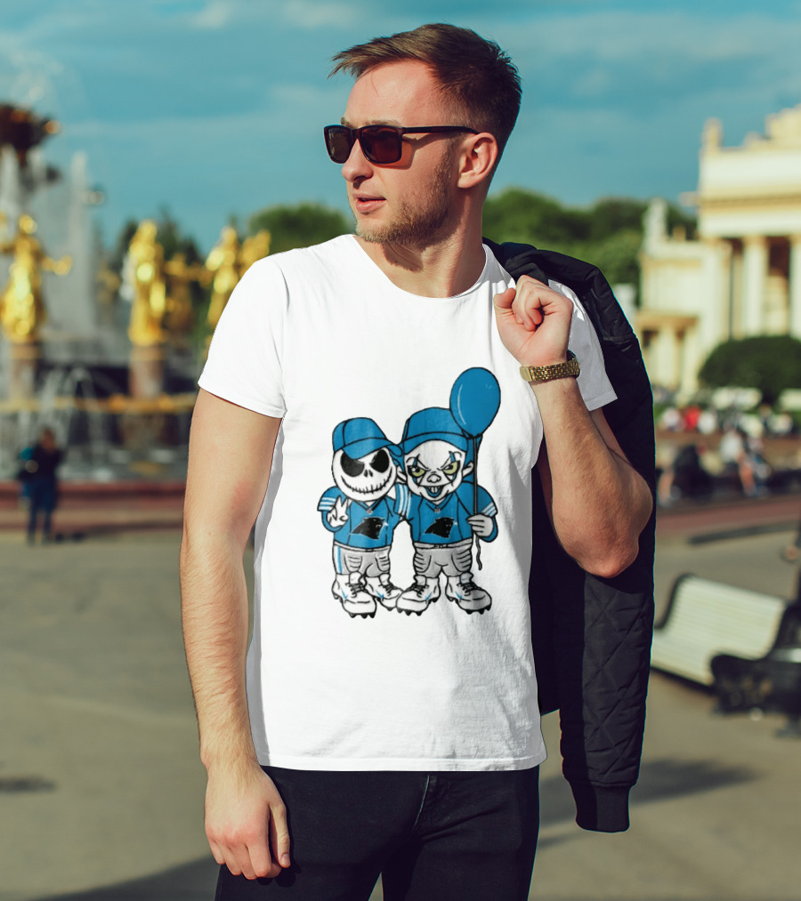 Carolina Panthers Jack Skellington Pennywise Blue Balloon Cartoon T-Shirt