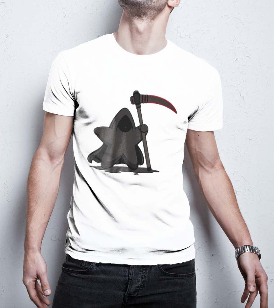 Cartoon Star Grim Reaper Cloak Red Lightsaber Scythe T-Shirt