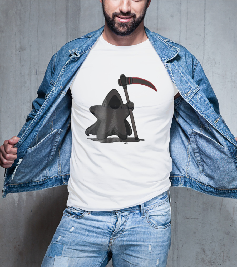 Cartoon Star Grim Reaper Cloak Red Lightsaber Scythe T-Shirt