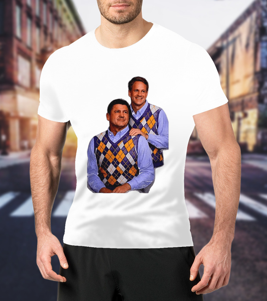 LSU Tigers Ed Orgeron Vs Kim Mulkey Argyle Sweater Coaches T-Shirt
