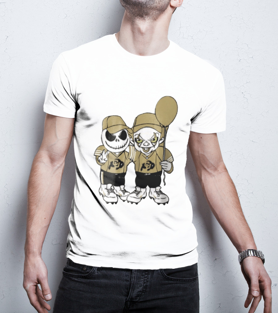Colorado Buffaloes NCAA Jack Skellington Clown With Balloon Football T-Shirt
