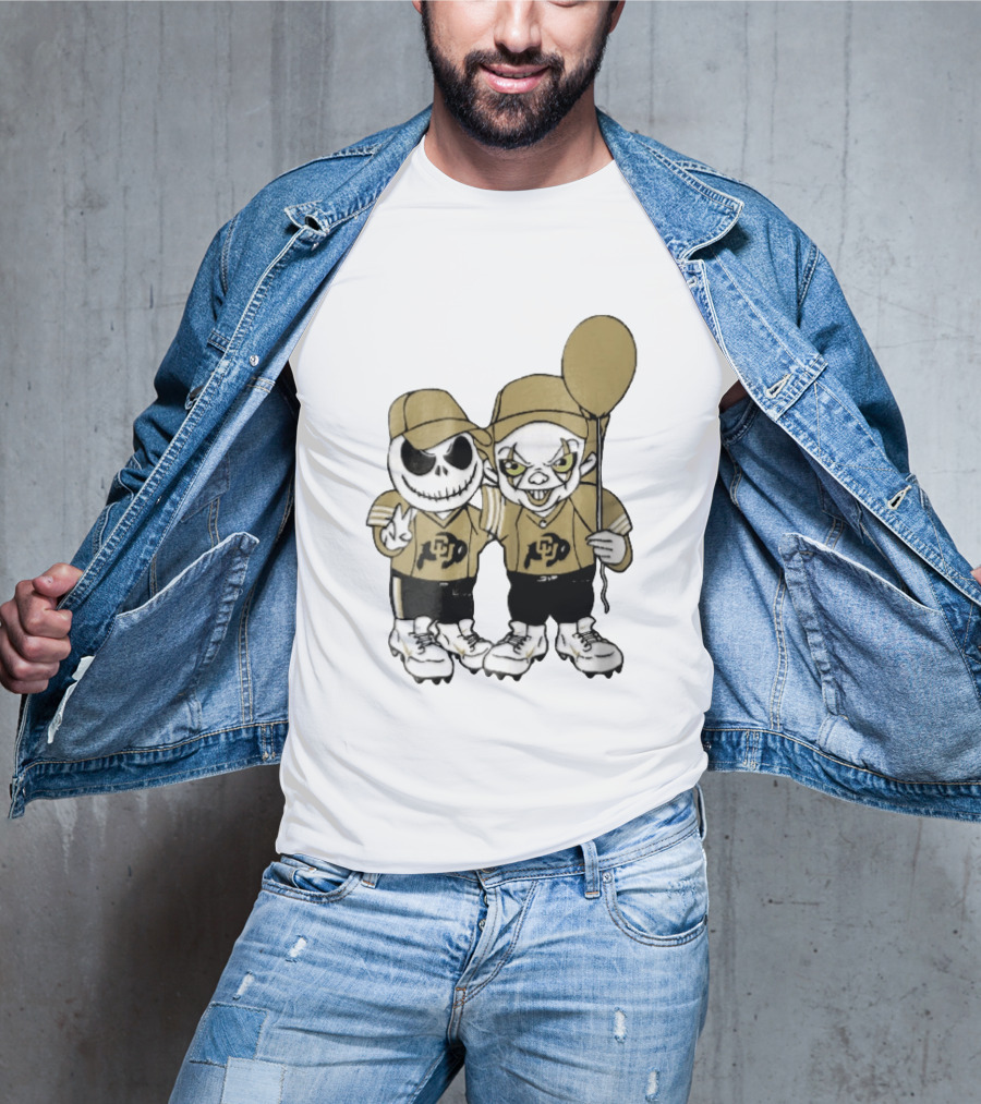Colorado Buffaloes NCAA Jack Skellington Clown With Balloon Football T-Shirt