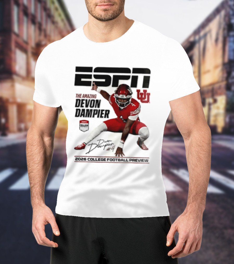ESPN College Football 2026 Preview Devon Dampier Utah Utes T-Shirt