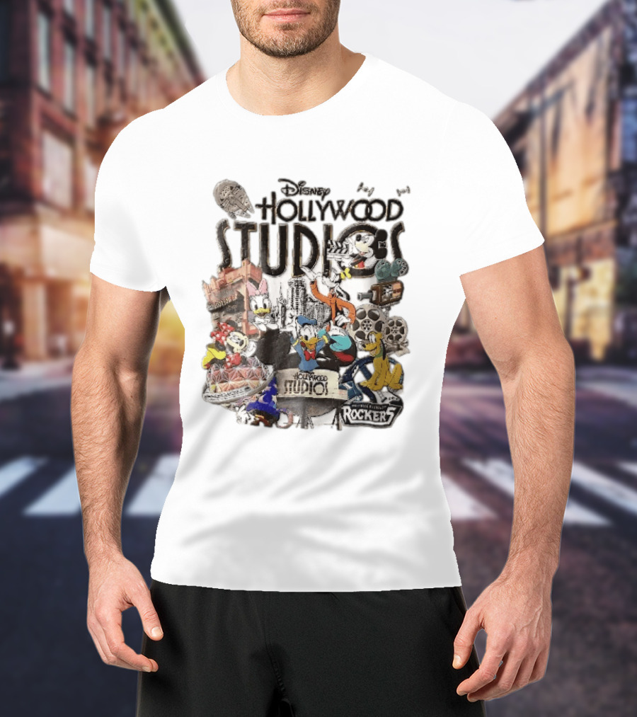 Disney Hollywood Studios G Force Records Rockers Distressed Cartoon Characters Collage T-Shirt