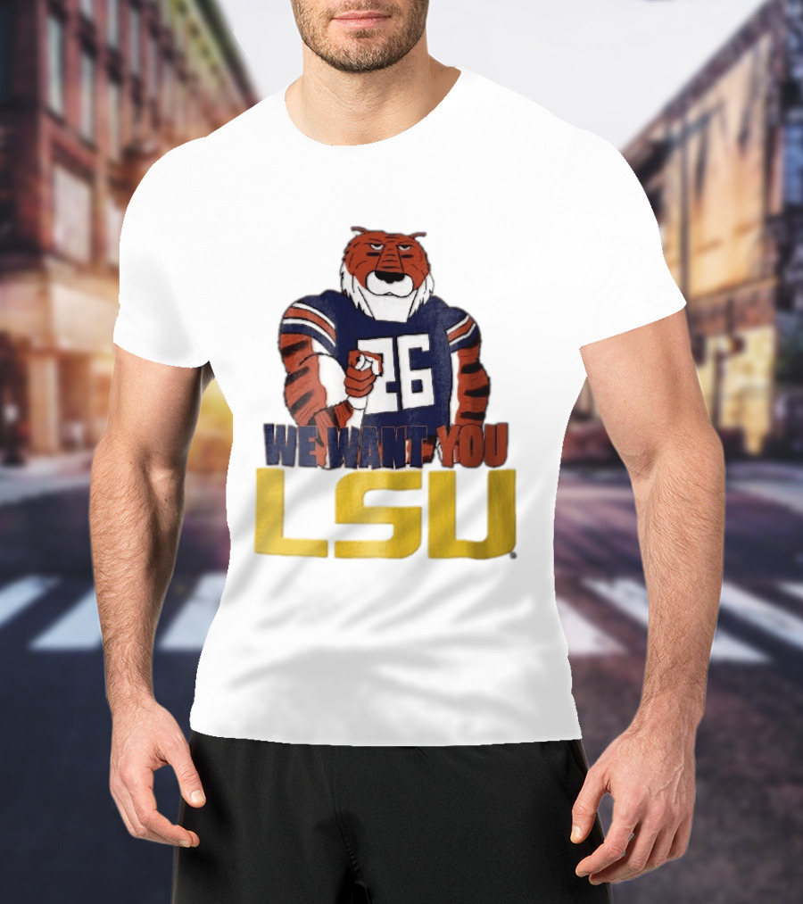 LSU Tigers We Want You Number 26 Mascot Pointing T-Shirt