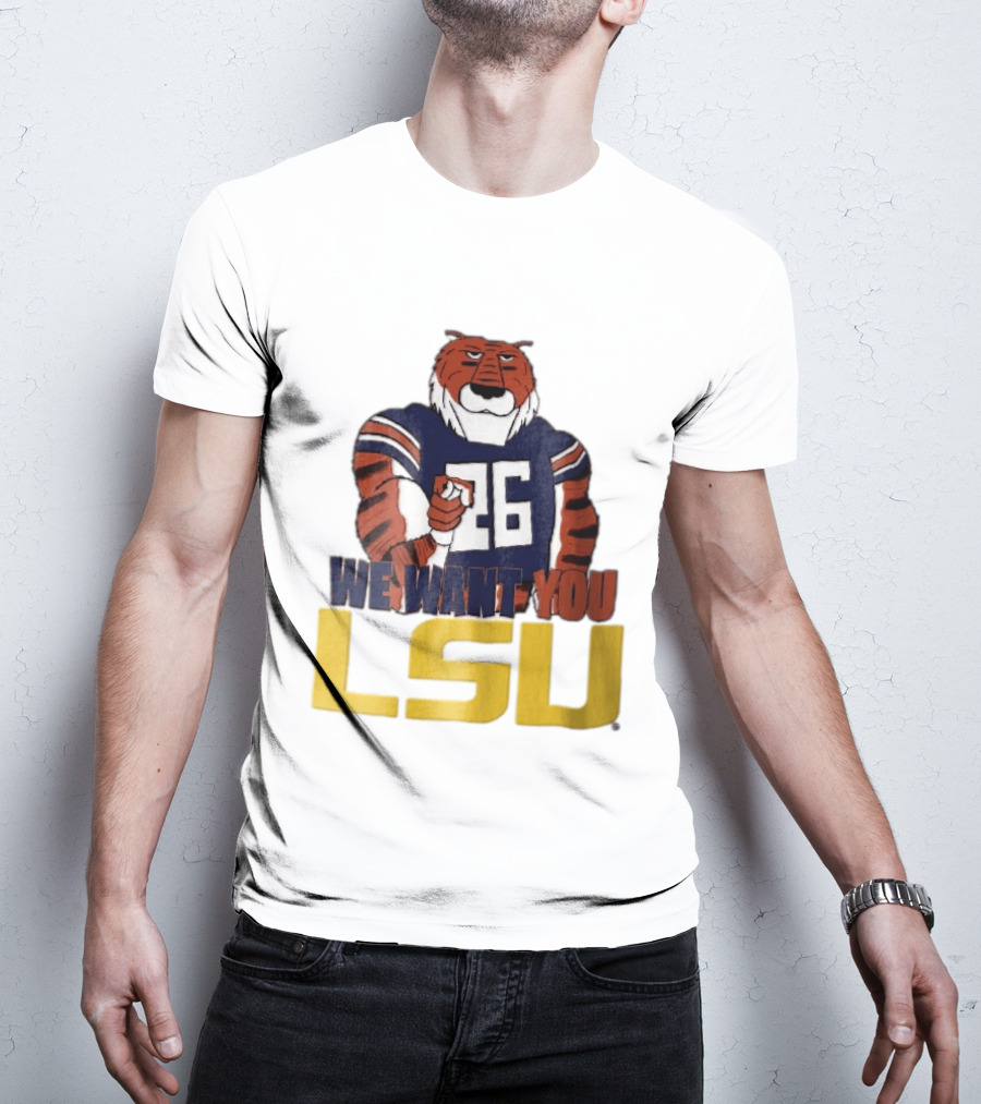 LSU Tigers We Want You Number 26 Mascot Pointing T-Shirt