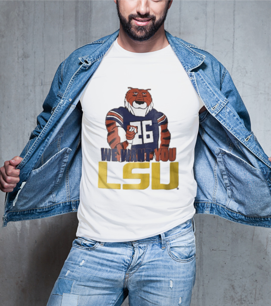 LSU Tigers We Want You Number 26 Mascot Pointing T-Shirt