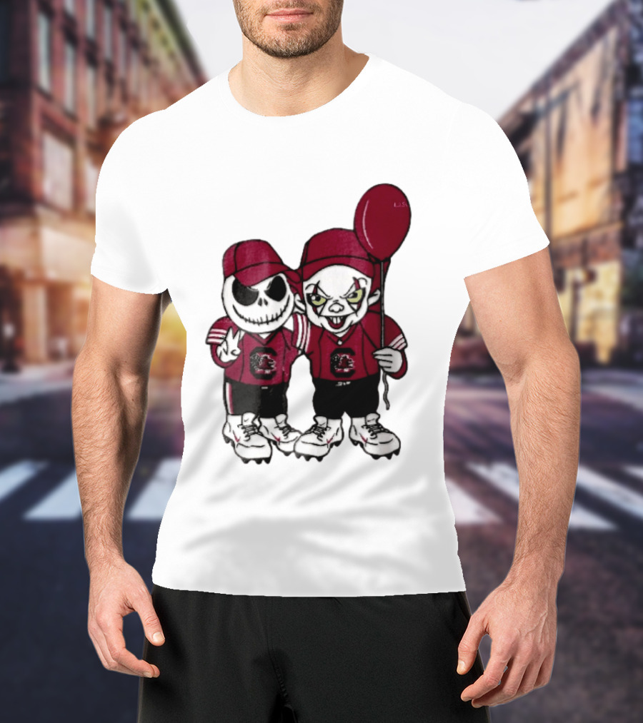South Carolina Gamecocks NCAA Jack Skellington Pennywise Red Balloon Cartoon T-Shirt
