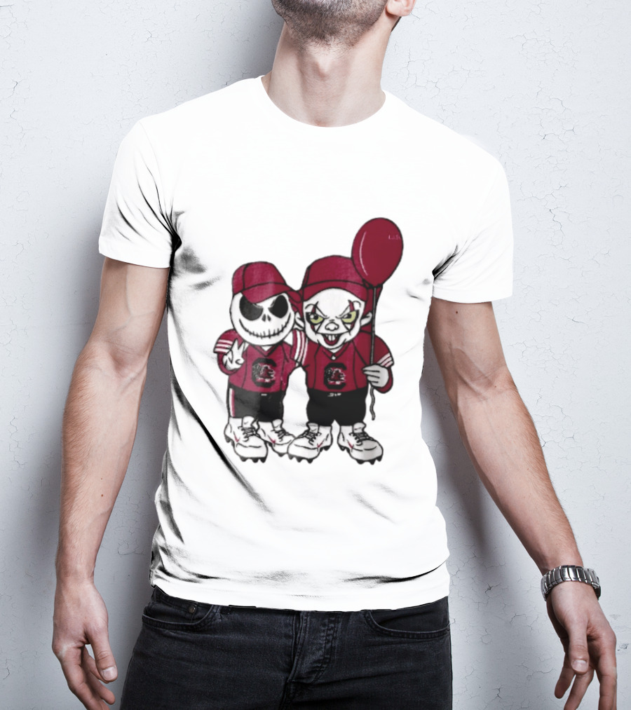 South Carolina Gamecocks NCAA Jack Skellington Pennywise Red Balloon Cartoon T-Shirt