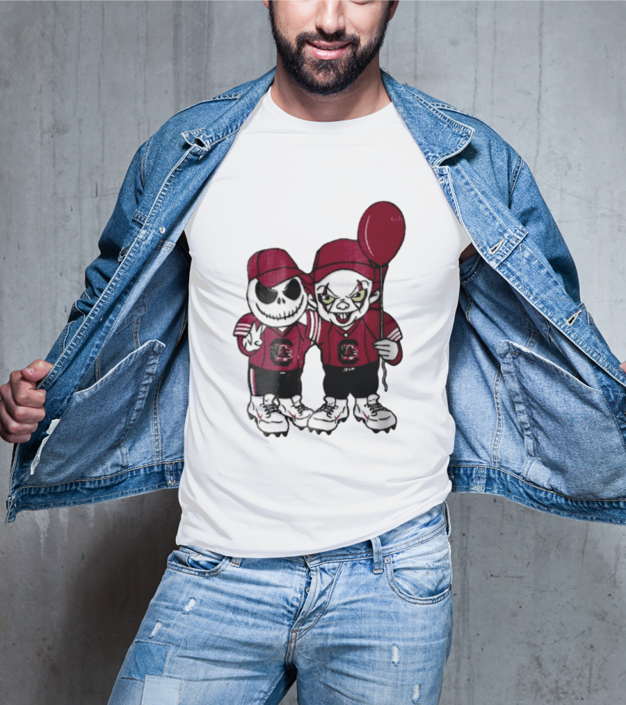 South Carolina Gamecocks NCAA Jack Skellington Pennywise Red Balloon Cartoon T-Shirt