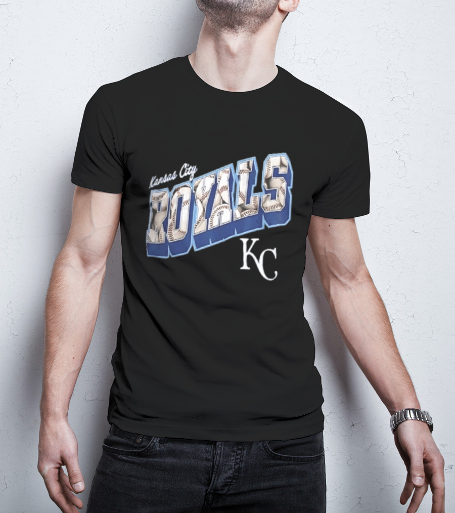 Kansas City Royals Baseball 3D Block KC T-Shirt