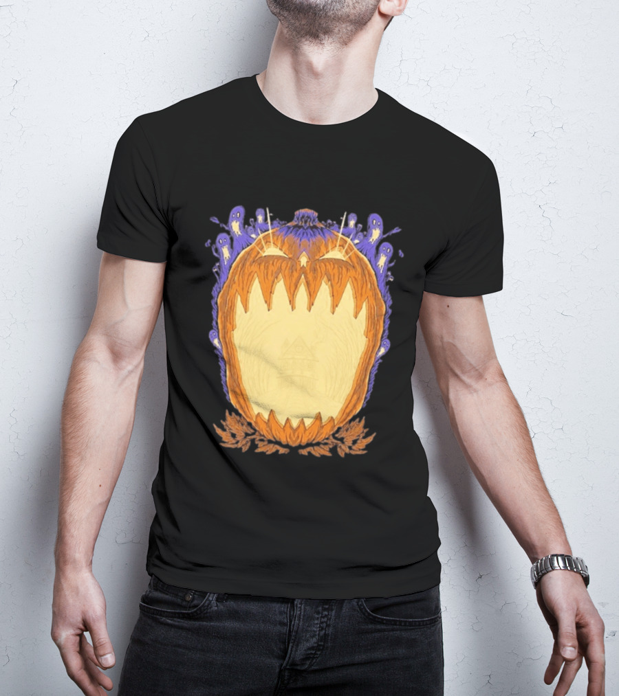 Pumpkin Ghost Haunted House Halloween Spooky Jack O' Lantern T-Shirt
