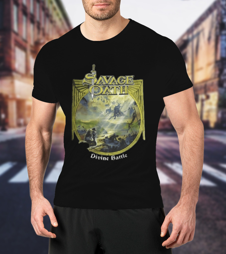Savage Oath Divine Battle Ghostly Cavalry And Wounded Kneeling Knight T-Shirt