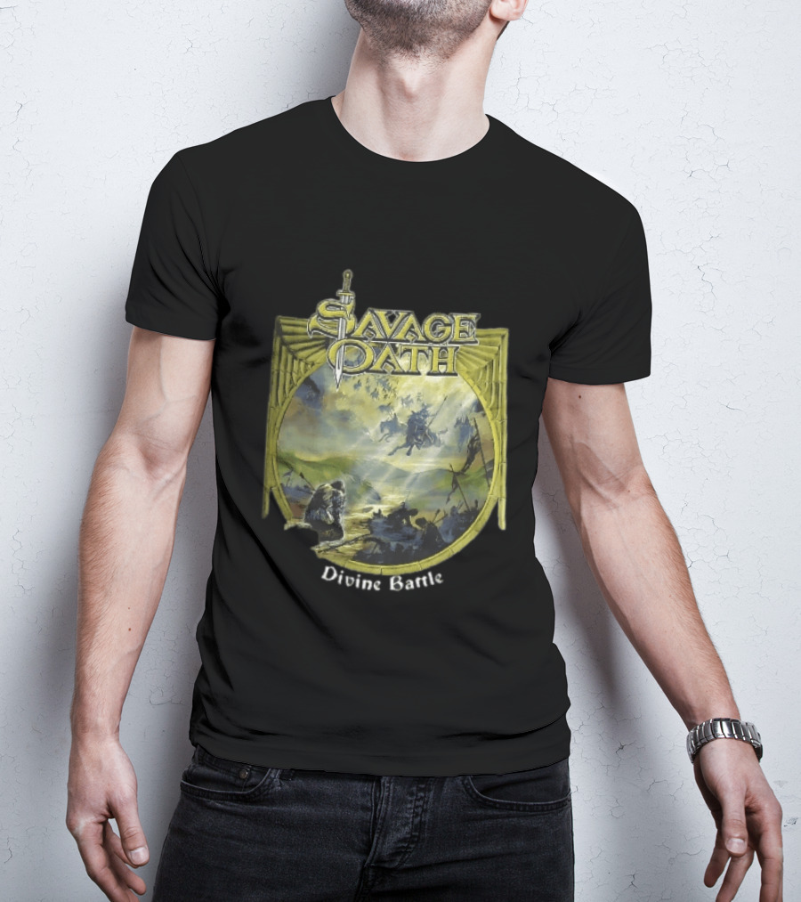Savage Oath Divine Battle Ghostly Cavalry And Wounded Kneeling Knight T-Shirt
