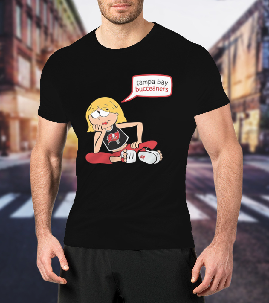 Tampa Bay Buccaneers Cartoon Blonde Girl Speech Bubble Red Pants T-Shirt