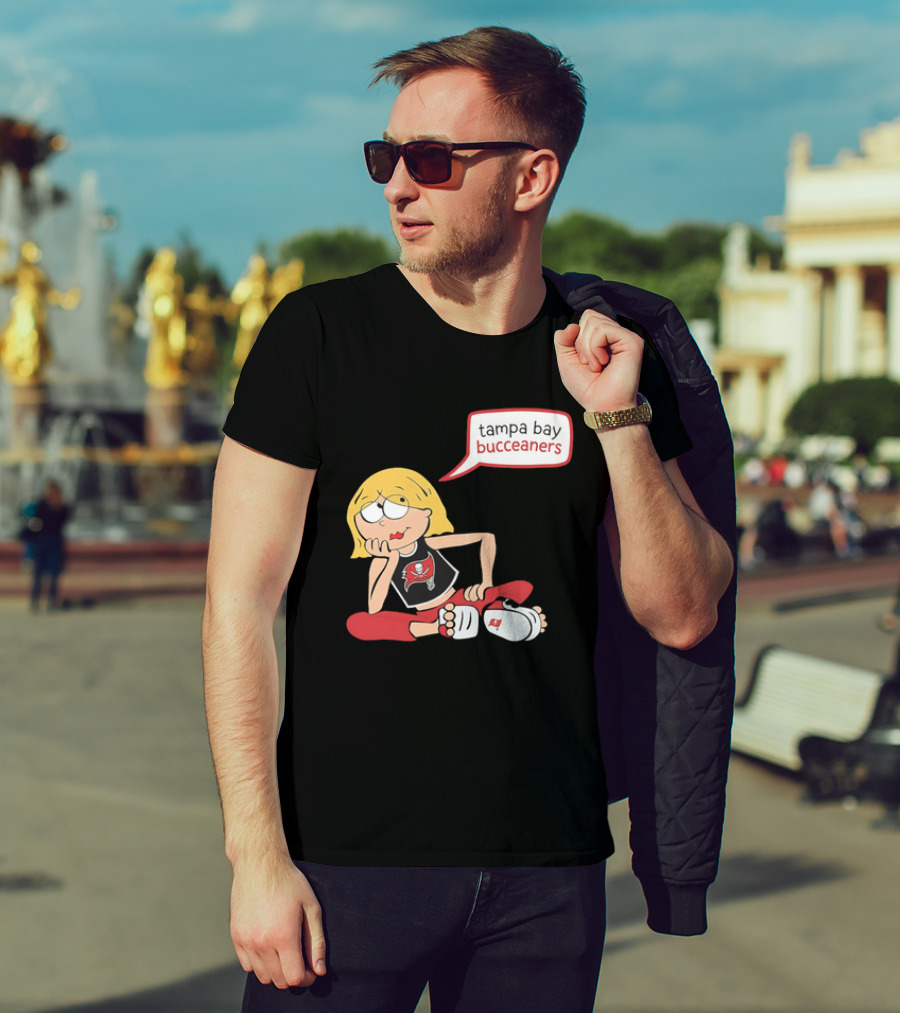 Tampa Bay Buccaneers Cartoon Blonde Girl Speech Bubble Red Pants T-Shirt