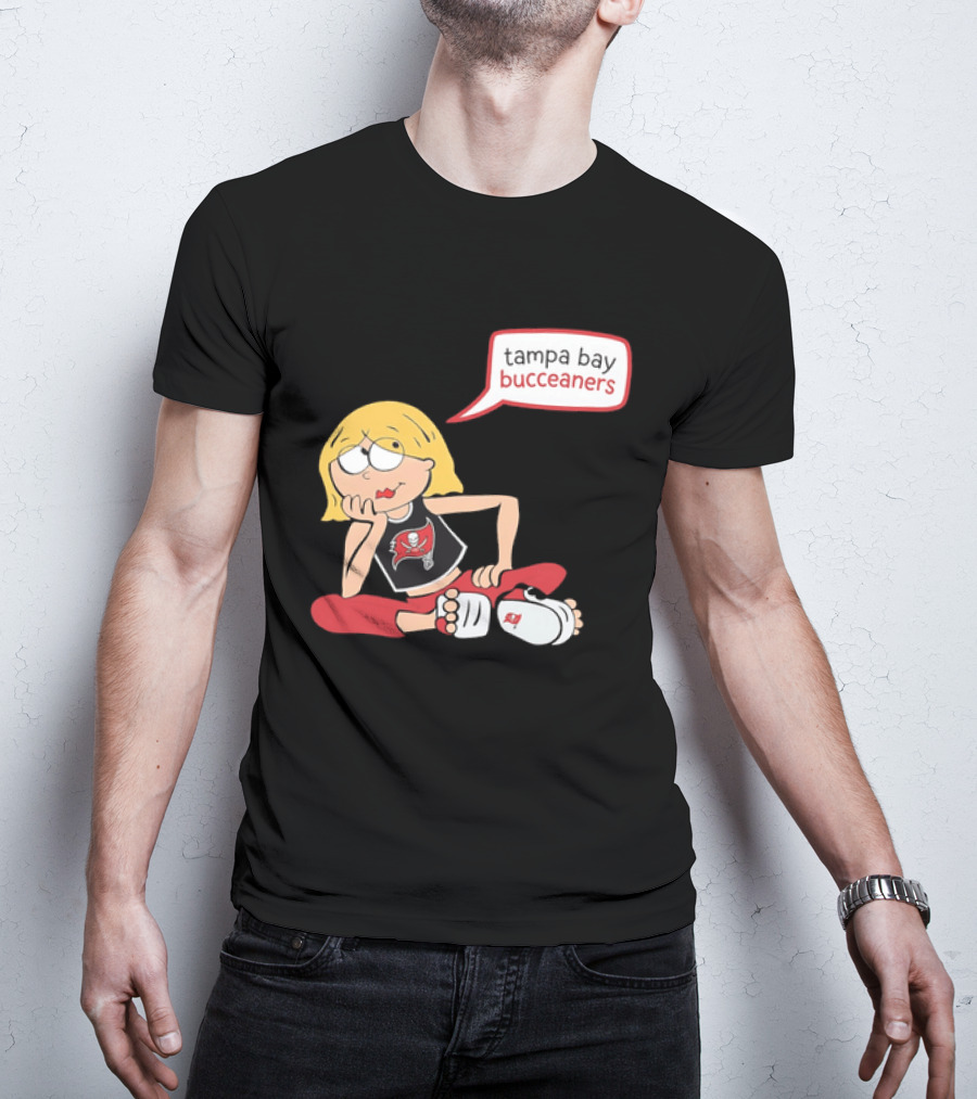 Tampa Bay Buccaneers Cartoon Blonde Girl Speech Bubble Red Pants T-Shirt