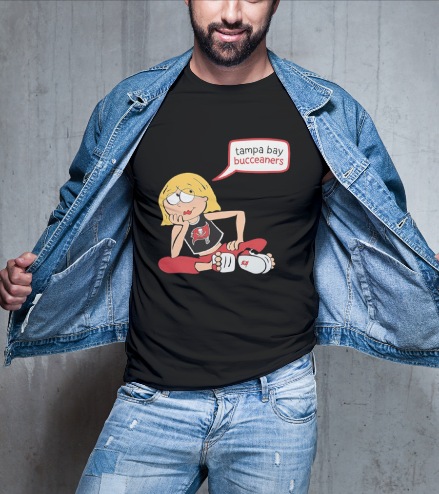 Tampa Bay Buccaneers Cartoon Blonde Girl Speech Bubble Red Pants T-Shirt