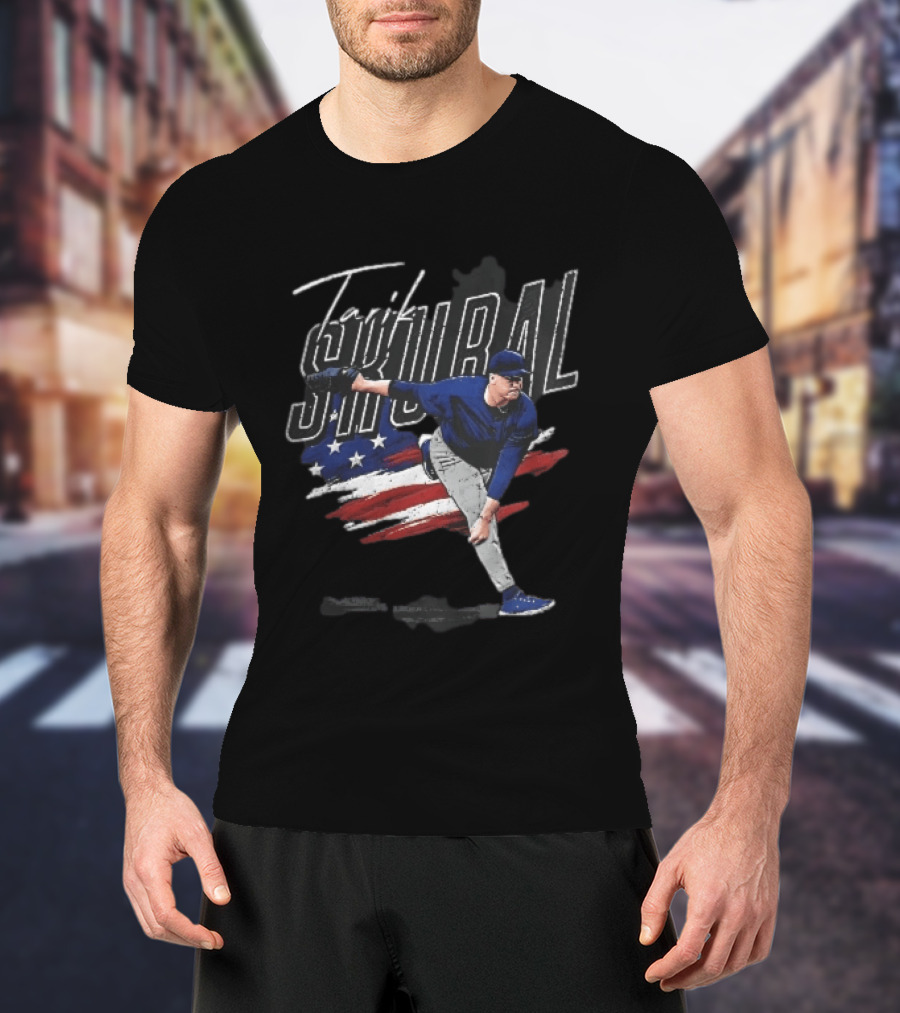 Tarik Skubal Pitching American Flag Baseball Player T-Shirt