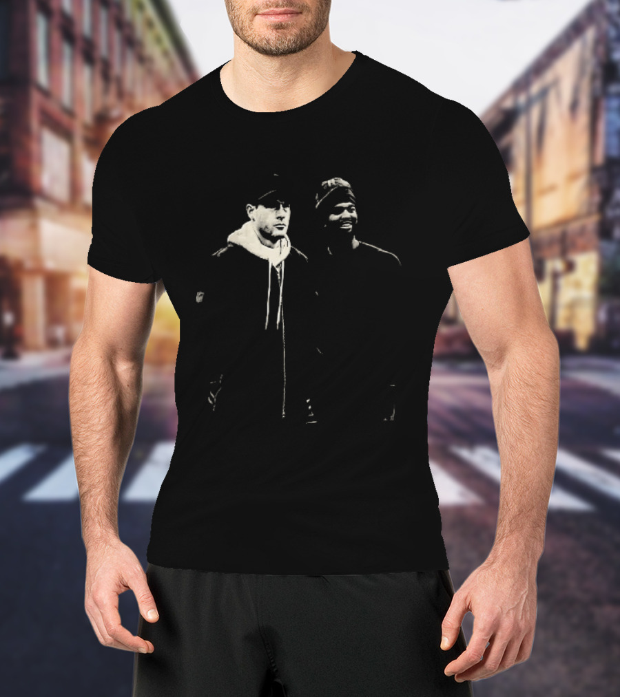 Two Men In Cap And Beanie Monochrome T-Shirt