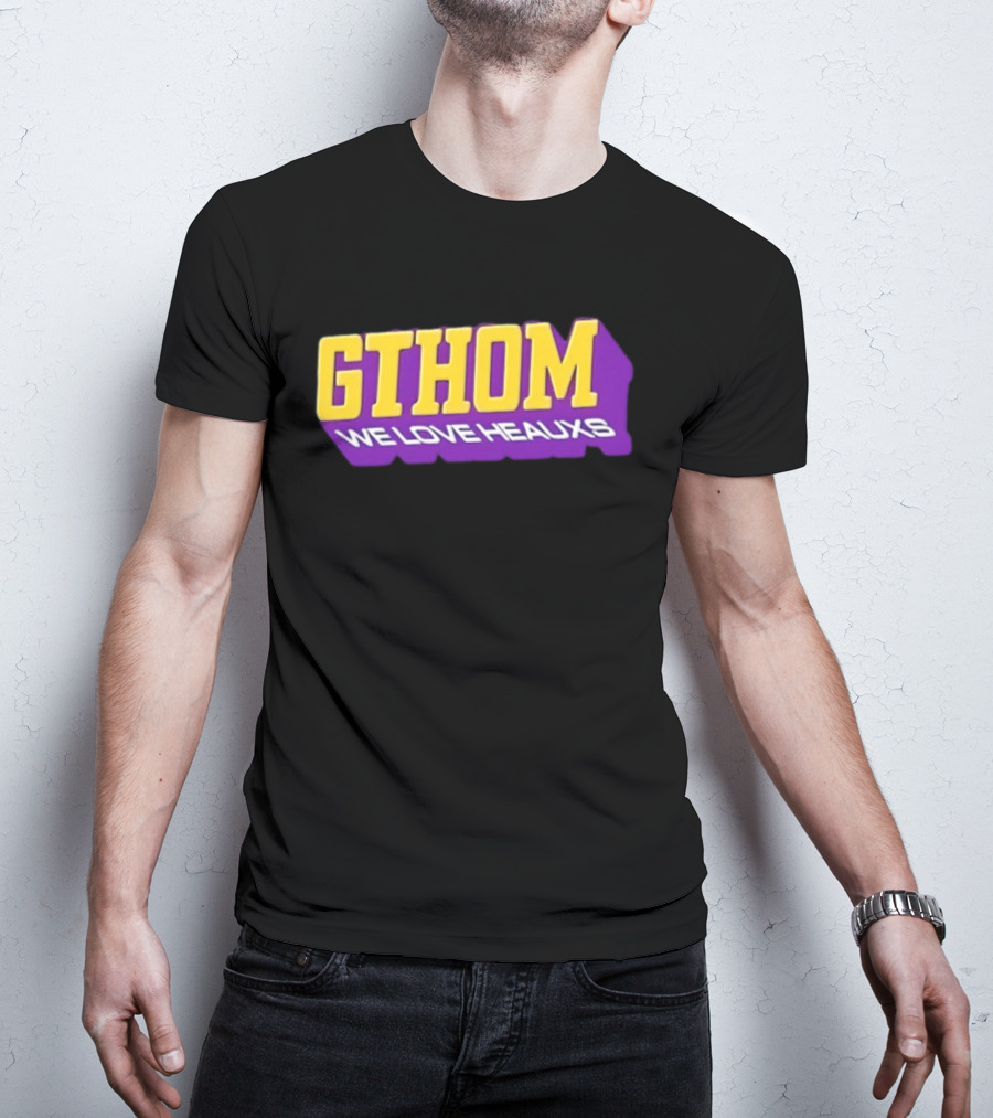 GTHOM We Love Heauxs Purple And Yellow Block Letters T-Shirt