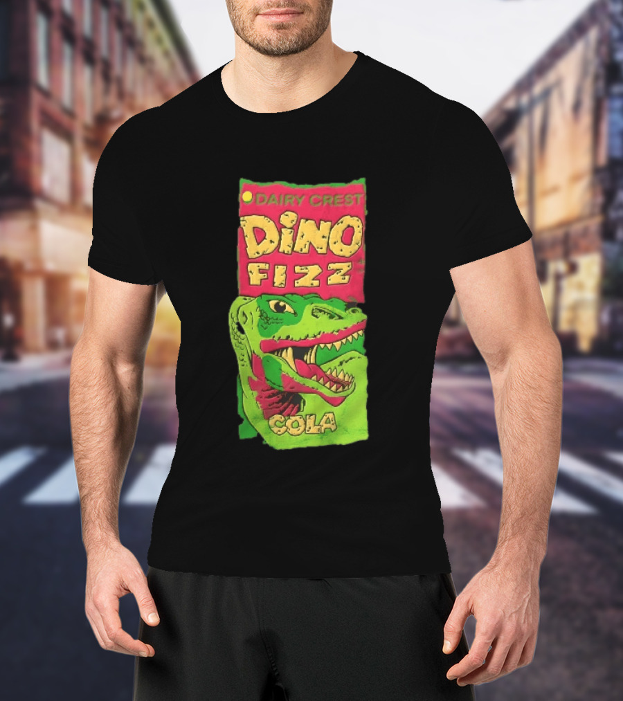 Dairy Crest Dino Fizz Cola Green Dinosaur Open Mouth Red T-Shirt