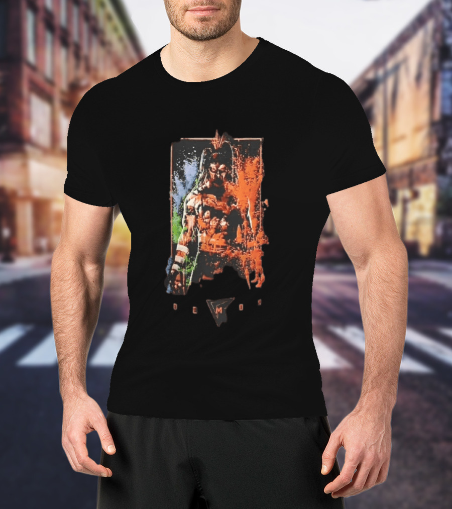 Demon Masked Warrior Orange Splatter Bodypaint Art 3000 T-Shirt