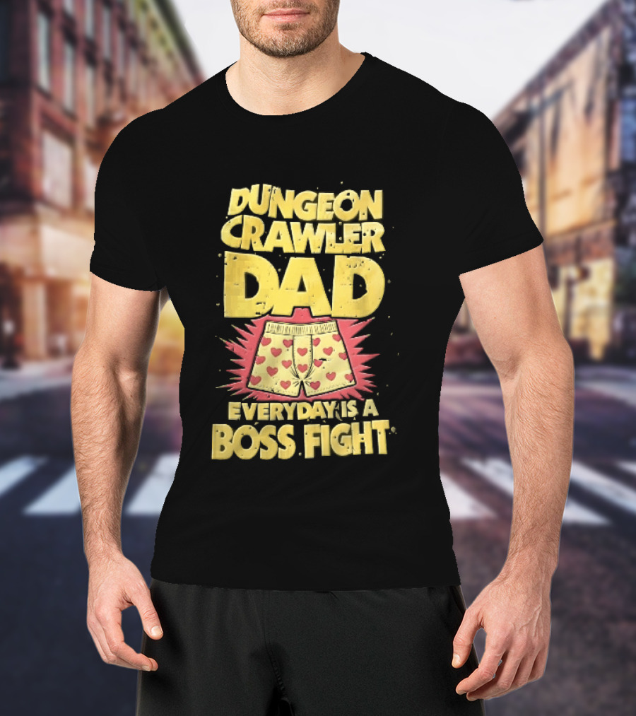 Dungeon Crawler Dad Everyday Is A Boss Fight Heart Boxer Shorts Spiky Starburst T-Shirt