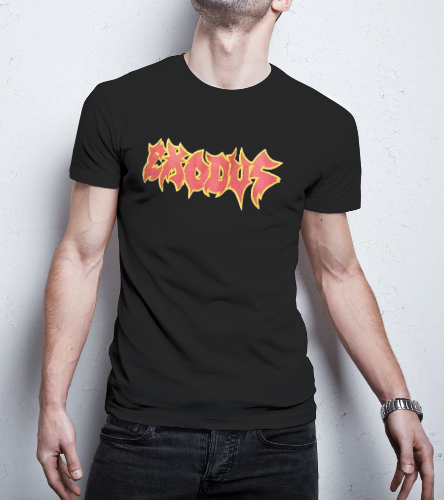 Exodus Red Yellow Spiky Flame Graffiti T-Shirt