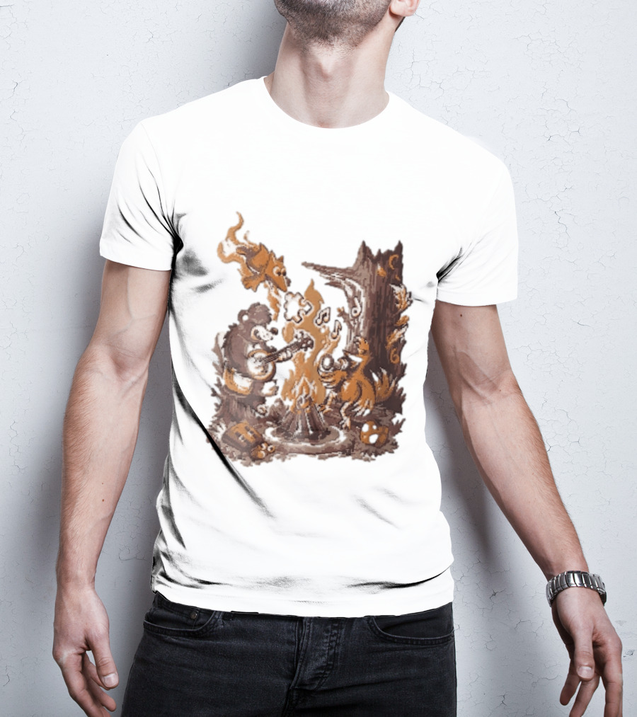 Banjo Kazooie Bear And Bird Music Campfire Jiggy Pixel T-Shirt