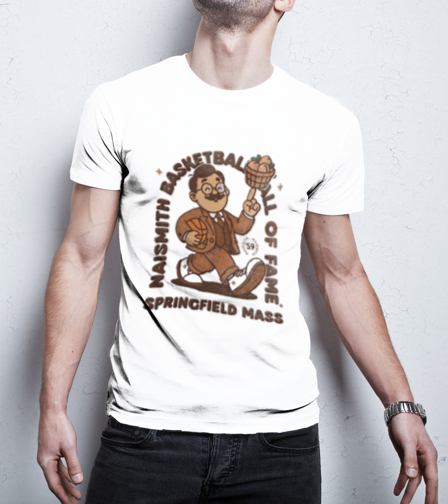 Naismith Basketball Hall Of Fame Springfield Massachusetts James Naismith பேஸ்கெட் பாலிங்கள்ள T-Shirt