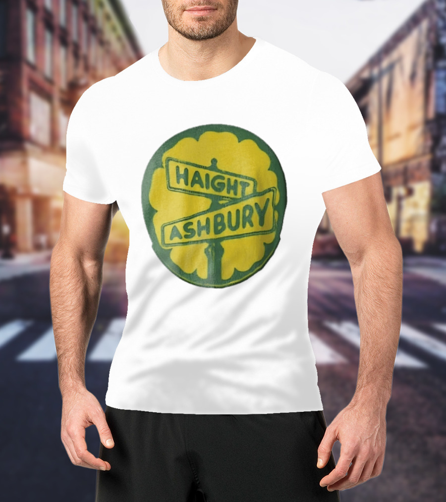 Haight Ashbury Street Sign Yellow Flower T-Shirt