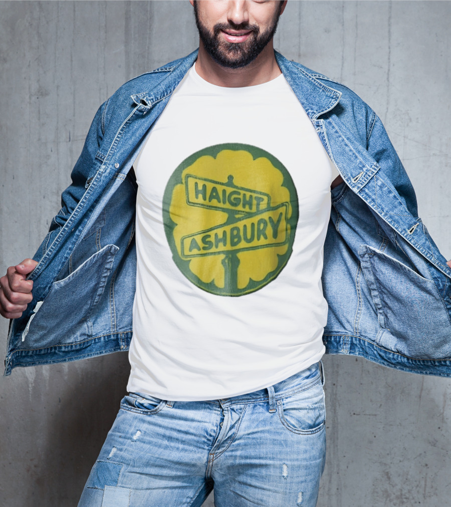 Haight Ashbury Street Sign Yellow Flower T-Shirt
