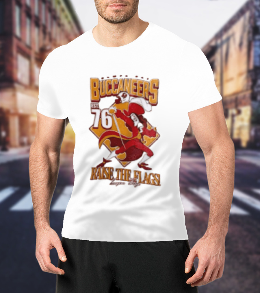 Buccaneers EST 76 Captain Hook Raise The Flags T-Shirt