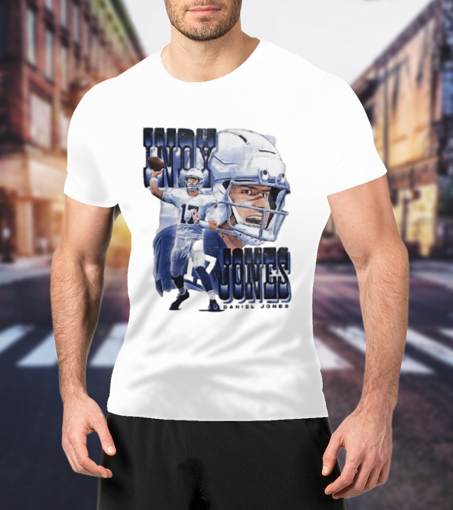 Indy Jones Football Quarterback Throwing Action Close Up Helmet T-Shirt