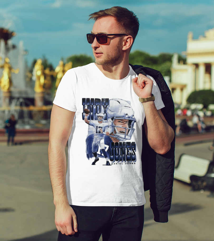 Indy Jones Football Quarterback Throwing Action Close Up Helmet T-Shirt