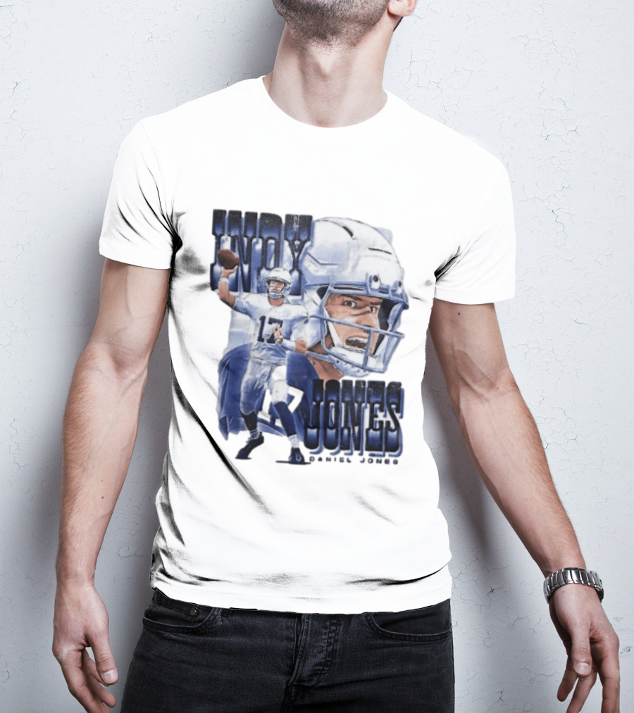 Indy Jones Football Quarterback Throwing Action Close Up Helmet T-Shirt