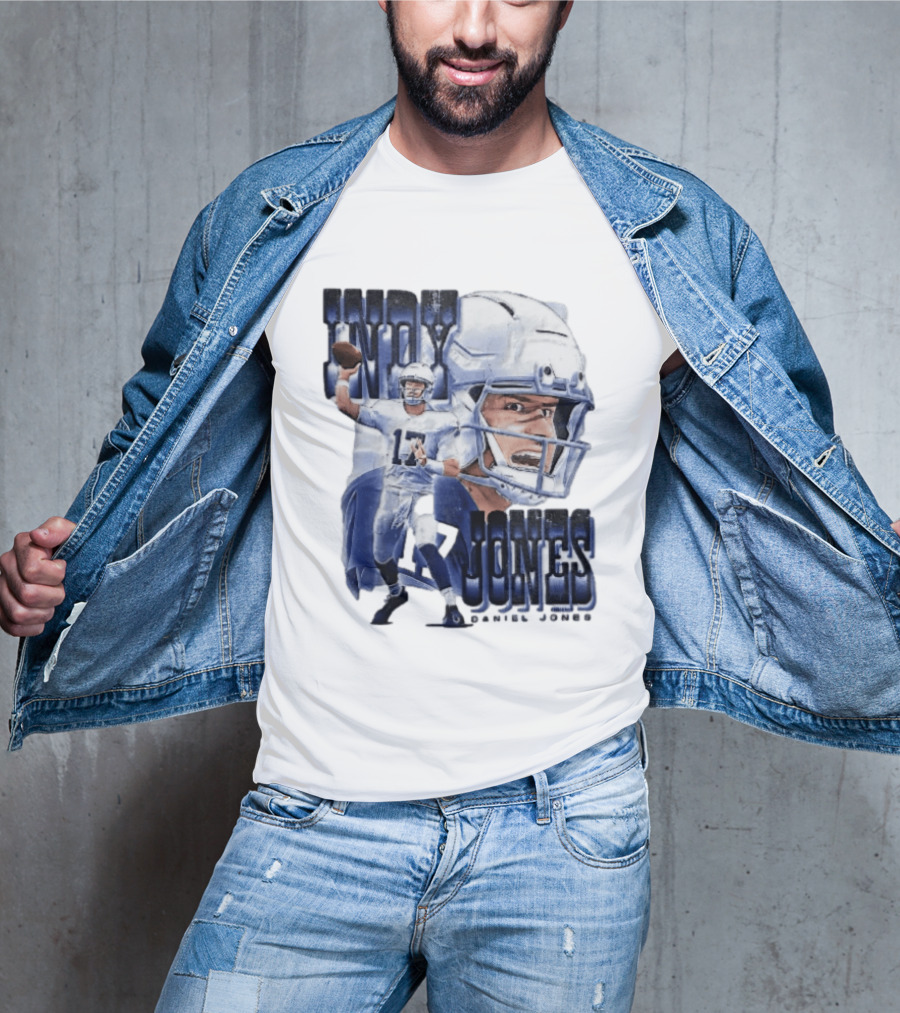 Indy Jones Football Quarterback Throwing Action Close Up Helmet T-Shirt