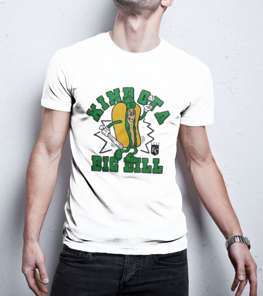 Kansas City Royals MLB Kinda Of A Big Dill Cartoon Pickle Hot Dog KC T-Shirt