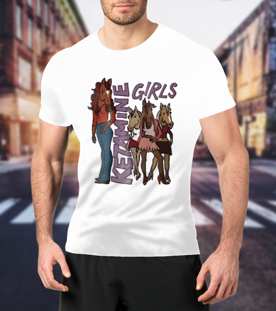 Ketamine Girls Cartoon Anthropomorphic Female Horses Fashion Outfits T-Shirt