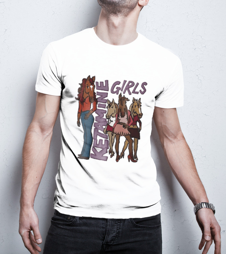 Ketamine Girls Cartoon Anthropomorphic Female Horses Fashion Outfits T-Shirt