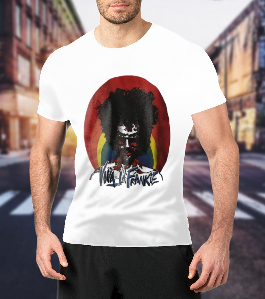 Viva LA Frankie Afro Man Glasses Rainbow Oval T-Shirt