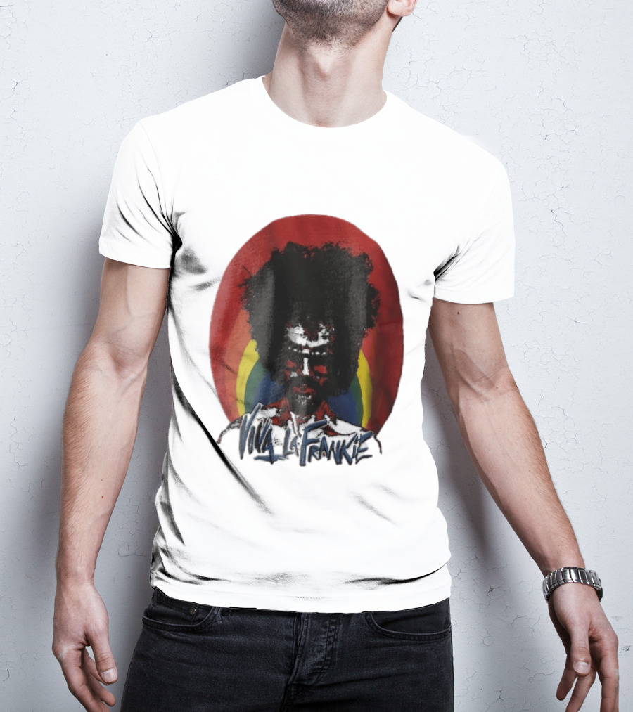 Viva LA Frankie Afro Man Glasses Rainbow Oval T-Shirt